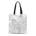 thumbnail image 1 of JSDART Canvas Tote Bag Two Sparrows Sitting on Blooming Tree Branch Freehand Sketch Durable Reusable Shopping Shoulder Grocery Bag, 1 of 1