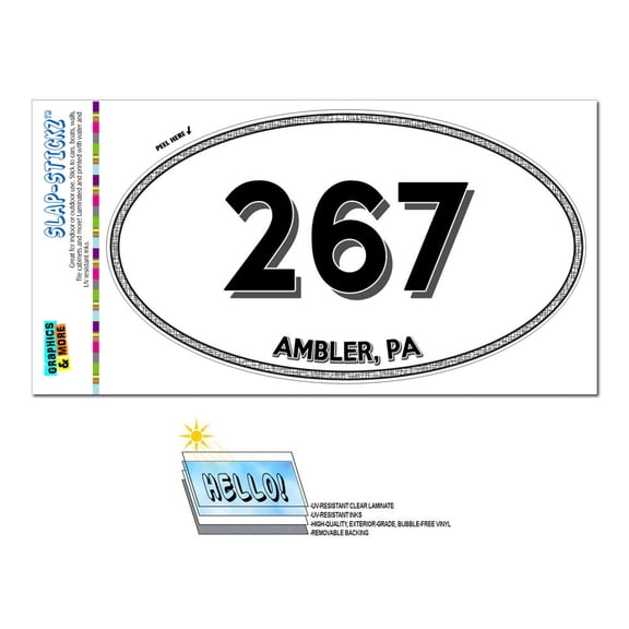 267 - Ambler, PA - Pennsylvania - Oval Area Code Sticker