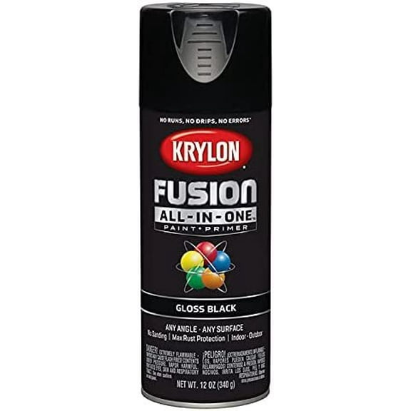 Krylon K02702007 Fusion All-In-One Spray Paint for Indoor/Outdoor Use, Gloss Black, 6-Pack