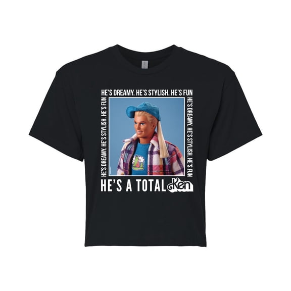 Barbie - Hes A Total Ken - Juniors Cropped Graphic T-Shirt
