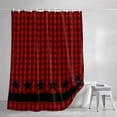 thumbnail image 3 of Shower Curtains for Bathroom, Red Black Plaid Waterproof Fabric Shower Curtain, Country Vintage Star Abstract Gingham Decorative Bathroom Curtain for Bathtub, 72"x78", No Hooks Included, 3 of 9