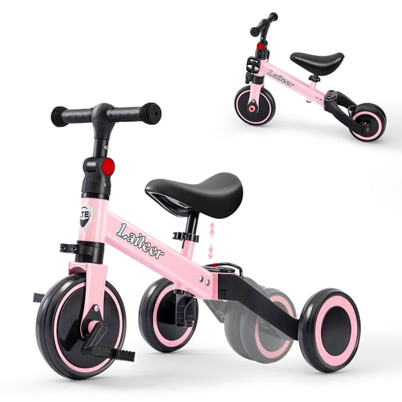WINFIRE 3-in-1 Transformable Learning Tricycle for Toddlers Aged 2 to 5, Adjustable Children’s Bike Equipped with Foldable Wheels and Detachable Pedals