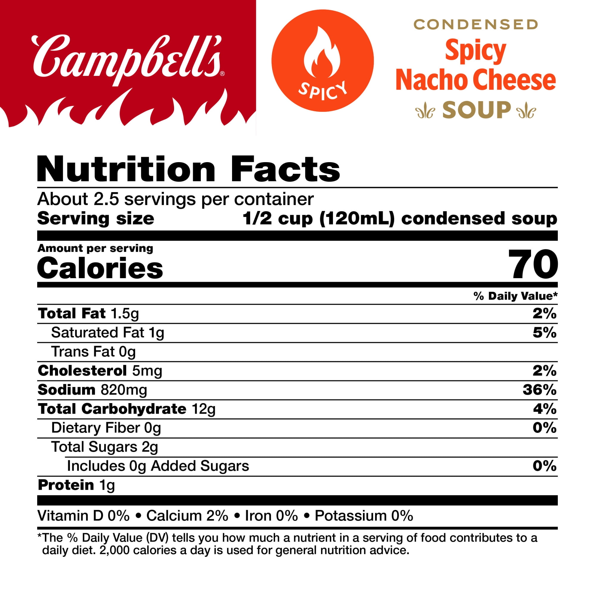 Campbell's Condensed Spicy Nacho Cheese Soup, 10.75 oz Can