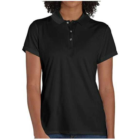 KBODIU Womens Tops Sport Cool Dry Moisture-Wicking Performance Golf Polo Shirts Summer Tops for Women Black M