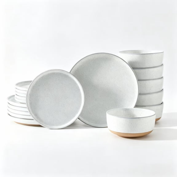 Tikooere 18 Pieces Bowls and Plates Sets, Stoneware Dishes Sets,Microwave and Dishwasher Safe and Scratch Resistant,White