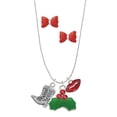thumbnail image 1 of Delight Jewelry Silvertone Cowboy Boots Christmas Kiss Charm Necklace and Stud Earrings, 1 of 4