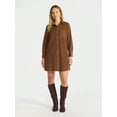 thumbnail image 2 of Time and Tru Women's Corduroy Shirtdress with Long Sleeves, Sizes XS – XXXL, 2 of 5