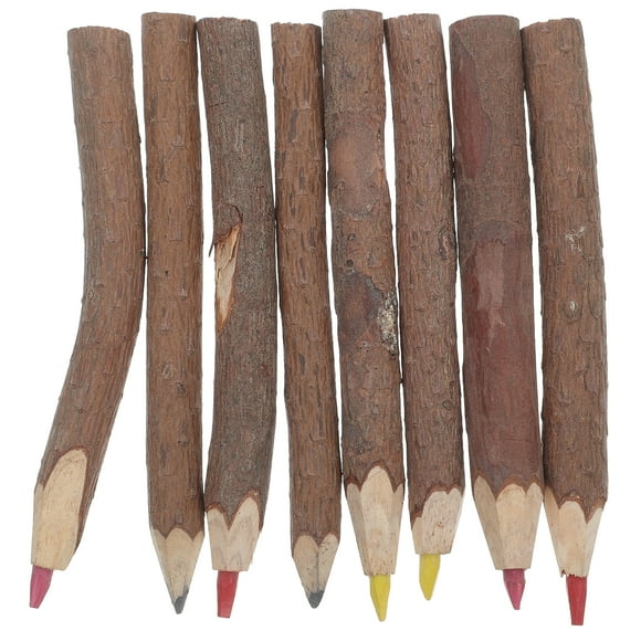 Juego de 8 lápices de colores con forma de rama de árbol, de 9 a 10 cm, para dibujo artístico (colores variados)
