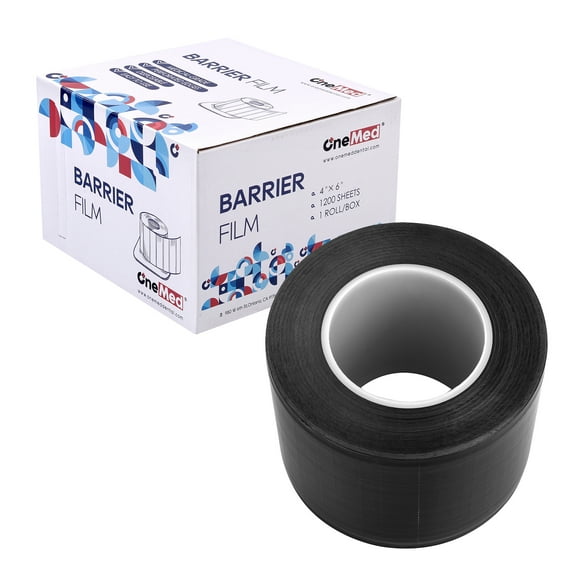 OneMed Barrier Film for Dental and Medical Tattoo 4"x 6" (16 Rolls) One time Protective PE Film Barrier Tape Black