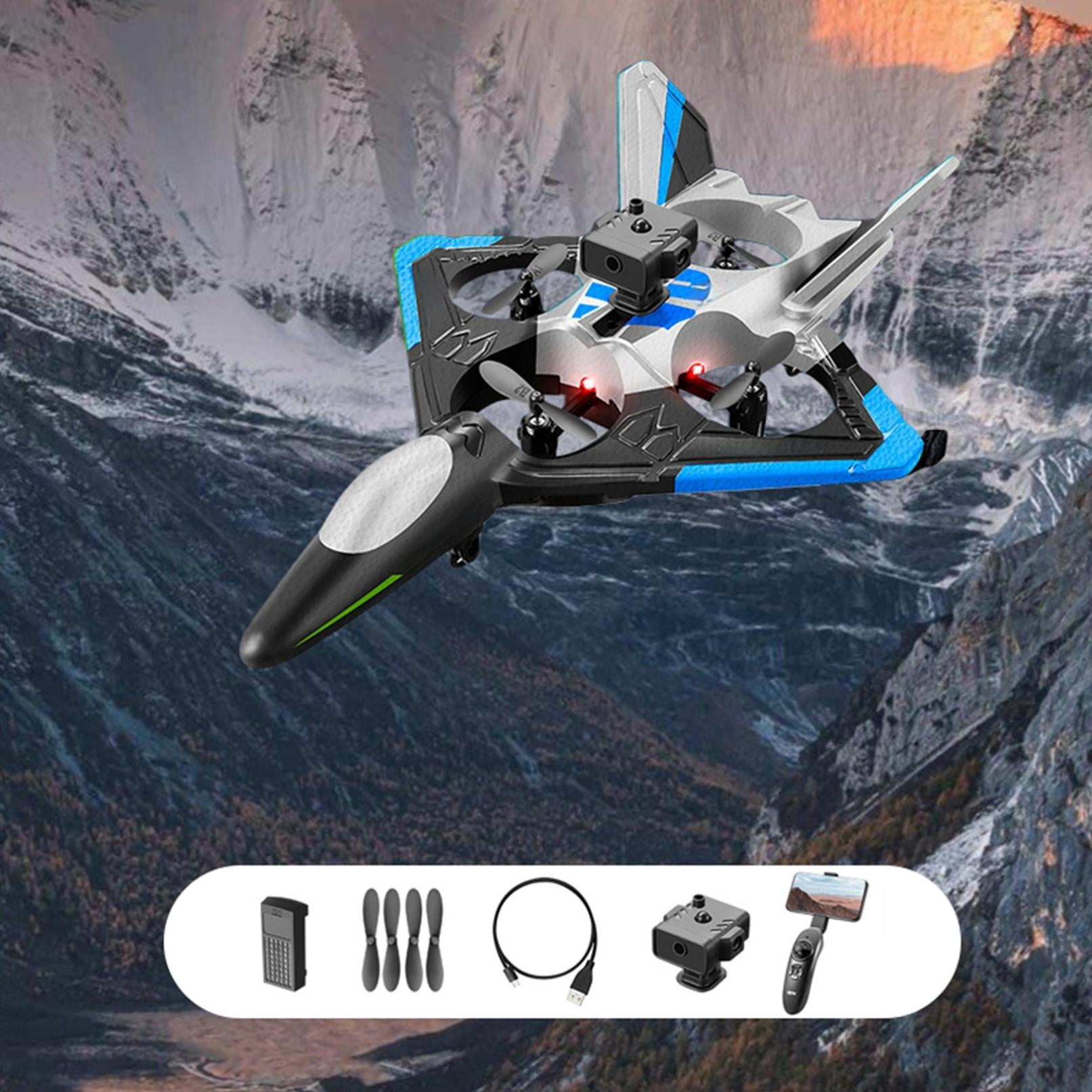 KMWGRE RC Plane Helicopter Quadcopter Foam RC Airplane 2.4GHz Remote Control Jet Fighter with Light 6CH Obstacle Avoidance RC Airplane with 3D Flips Gravity Sensing Auto Hovering for Kids