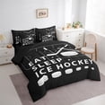 thumbnail image 3 of Feelyou Ice Hockey Theme Bedding Comforter Set 7-Piece Boys, Teens Sport Full Bedding Set, Black and White Fitted Sheet Flat Sheet, Child Room Decor, 3 of 8