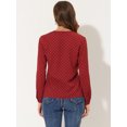 thumbnail image 3 of Blusa de oficina de manga larga con cuello en V y estampado de puntos para mujer rojo L, 3 of 4