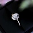thumbnail image 2 of Jewelerix Wonderful Halo Oval Cut Ring VVS1 18K Plated Rose Gold Engagement Ring 1.50 CT Moissanite Diamond Anniversay Promise Ring, 2 of 7