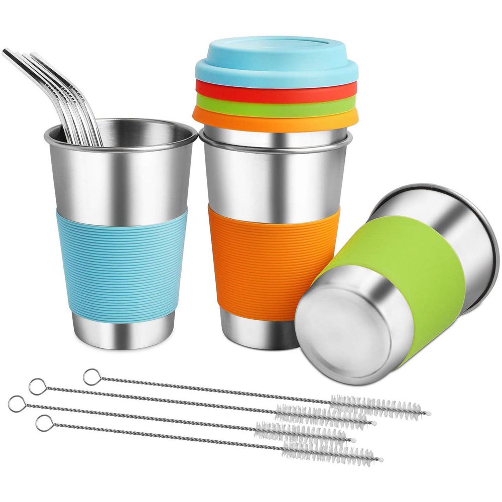 Stainless Steel Tumbler Stainless Cups with Silicone Lid Stackable