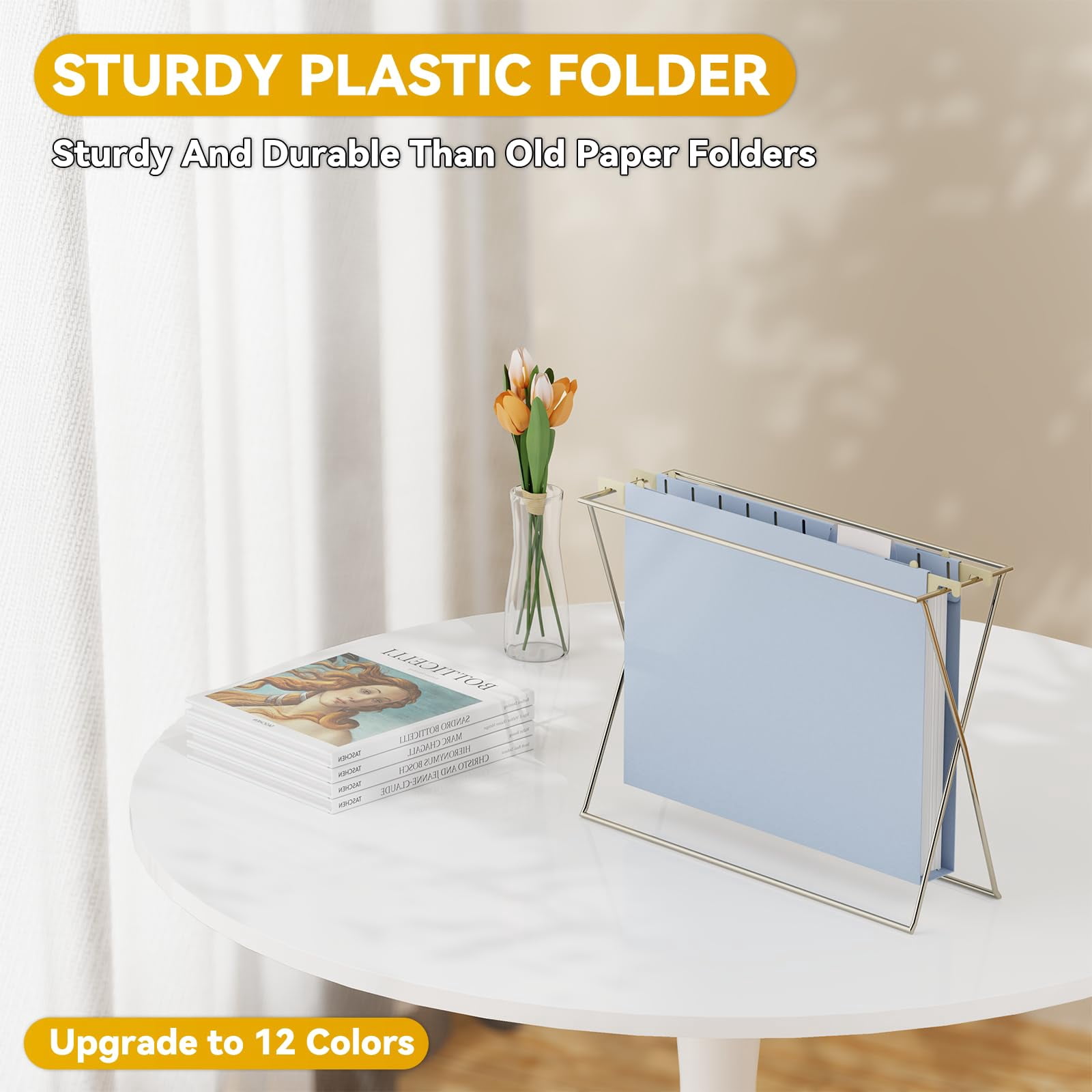 Plastic 1" Expanding Hanging File Folders Letter Size 12 Pack Reinforced Heavy Duty Hang Folder With Tabs Pastel Organizer For Box Filing Cabinet School Office Home