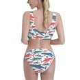 thumbnail image 3 of Daiia Colorful Shark printed 2 piece Swimsuit Bikinis for Women High Waisted Racerback Bathing Suits Summer Tummy Control Scoop Neck Swimwear-Small, 3 of 8