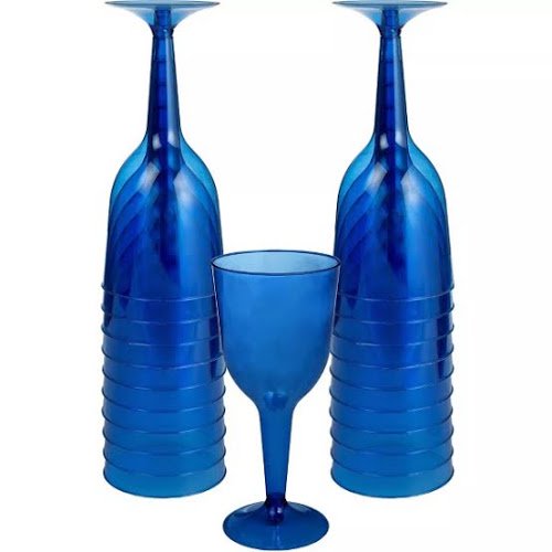 Big Party Pack Royal Blue Plastic Wine Glasses 20ct