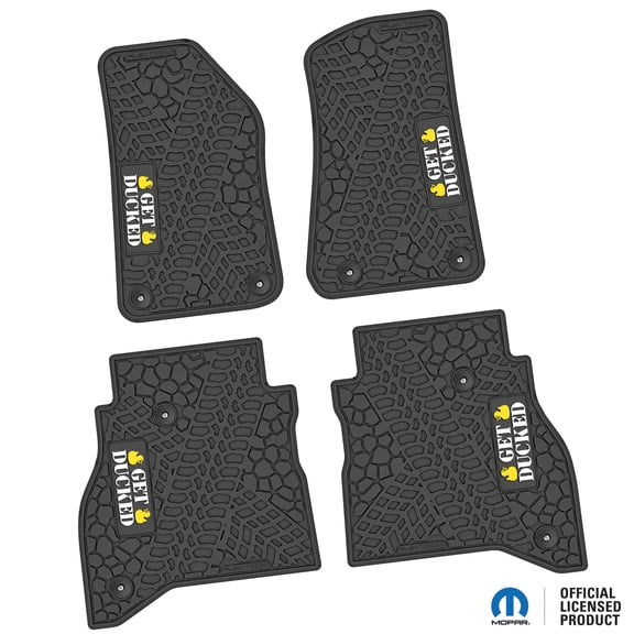 Flextread Floor Mats for 20-24 Jeep Gladiator - Mopar Licensed Factory Fit - Black w/ Get Ducked Insert - 100% Made in USA