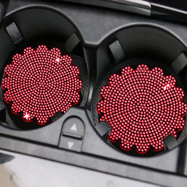 XWSHYW Otros Accesorios Exteriores Almohadilla Térmica Circular con Incrustaciones de Diamantes para Coche, Accesorios para Coche