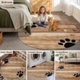 thumbnail image 6 of 5ft Washable Round Rug, Farmhouse Non-Slip Circle Area Rug for Living Room Bedroom, Cute Animal Claws Brown Retro Wood Texture Board Indoor Floor Mat for Home Decor, 6 of 9