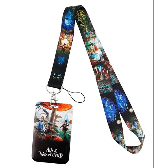 Alice in Wonderland Themed Lanyard With ID Holder Keychain
