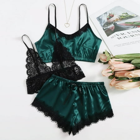 

Kayannuo Bras For Women Clearance 3PCS Suit Sexy Women Lace Up Bow Lingerie Underpants Underwear Sleepwear Set