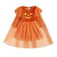 thumbnail image 6 of Girls Hooded Pumpkin Witch Sparkle Tulle Halloween Costume Dress, Kids Party Dress Up Costume for Trick-or-Treat Fall Birthday (5#Orange/12-18 Months), 6 of 9