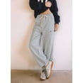thumbnail image 6 of Women Striped Wide Leg Pants Casual Loose Drawstring Elastic High Waist Pants Light Blue S, 6 of 9