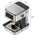 thumbnail image 7 of Espresso Machine, 15-Bar Pump Digital Espresso Maker w/Steam Wand for Latte & Cappuccino, Compact Espresso Coffee Machine w/ 1.5L Removable Water Reservoir - Stainless Steel, 7 of 7