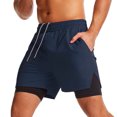 thumbnail image 2 of TFixol Pantalones cortos deportivos 2 en 1 para hombre con cremallera con trabilla para toalla, 2 of 8