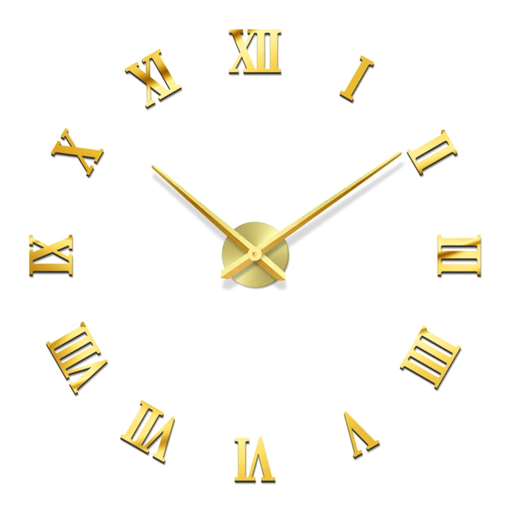 Rosarivae Frameless Wall Clock Golden Large Round Acrylic Wall Clock