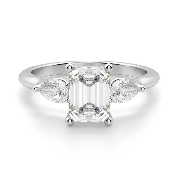IGI Certified 2 Carat Emerald Cut Shape Lab Grown Diamond Engagement Ring | 14K White Gold | Solitaire Diamond Ring