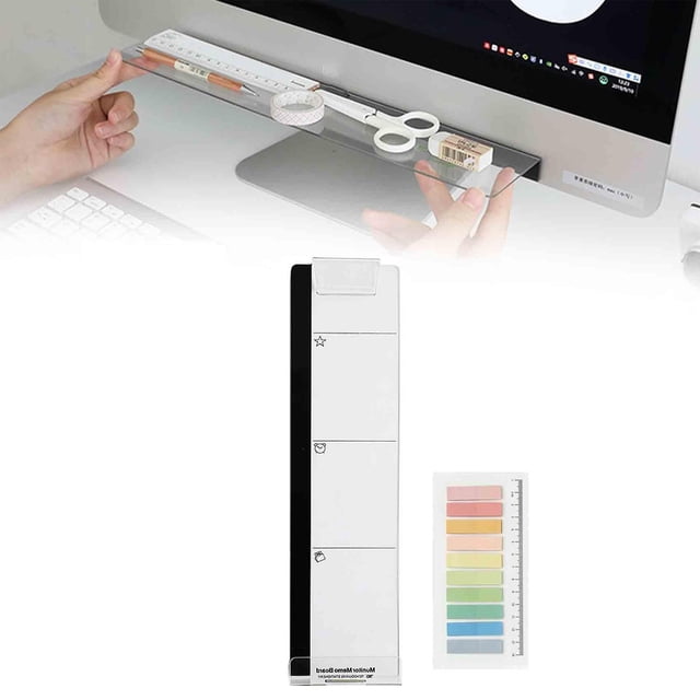Jkkant Acrylic Monitor Shelf, Desktop Riser with Drawer and Memo Board to Organize Computer Screen, Notes, and Supplies
