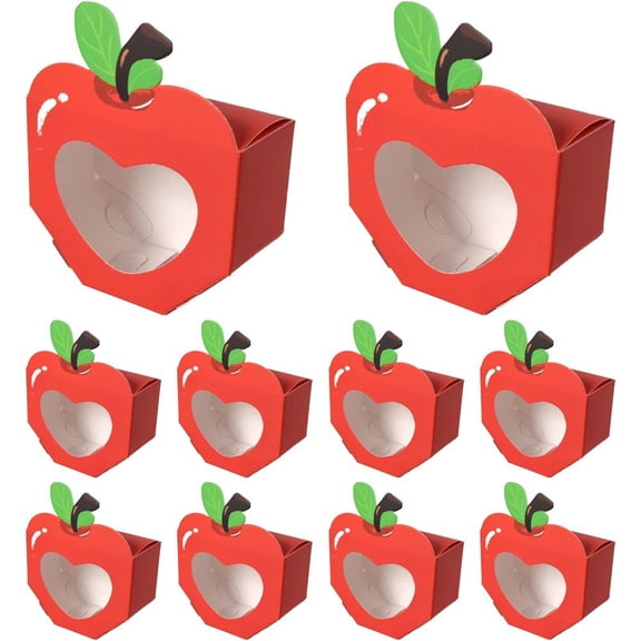 vlrwzc 10Pcs Window Candy Boxes Apple Shape Winow Gift Boxes Sweets Empty Packing Boxes Easter Treat Boxes for Cookie Goodie Candy Sweet Party Festival Favors