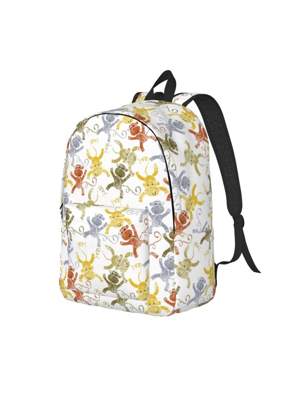 Xecao Cartoon Monkey Canvas College Laptop Backpack, a durable rucksack designed for both men and women, ideal for travel, school, and daily use-Small