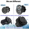 thumbnail image 3 of USB Socket 12V Outlet with Touch Switch, Dual 4.8A USB Car Charger Power Outlet Waterproof Marine Cigarette Lighter Adapter 5V 24W Fast Charge with Blue LED for Boat Motorcycle ATV RV Truck, 3 of 8