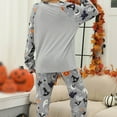 thumbnail image 5 of Halloween Pajamas Women Theme Full Printed 2 Pc Long Sleeve Crew Neck Pullover Tshirts Loose Casual Pants Soft Fall Winter Nightwear Comfy Womens Loungewear Set Grey L, 5 of 8