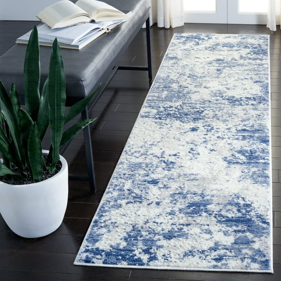 SAFAVIEH Amelia Alastar Abstract Distressed Runner Rug, Navy/Gray, 2'2" x 6'