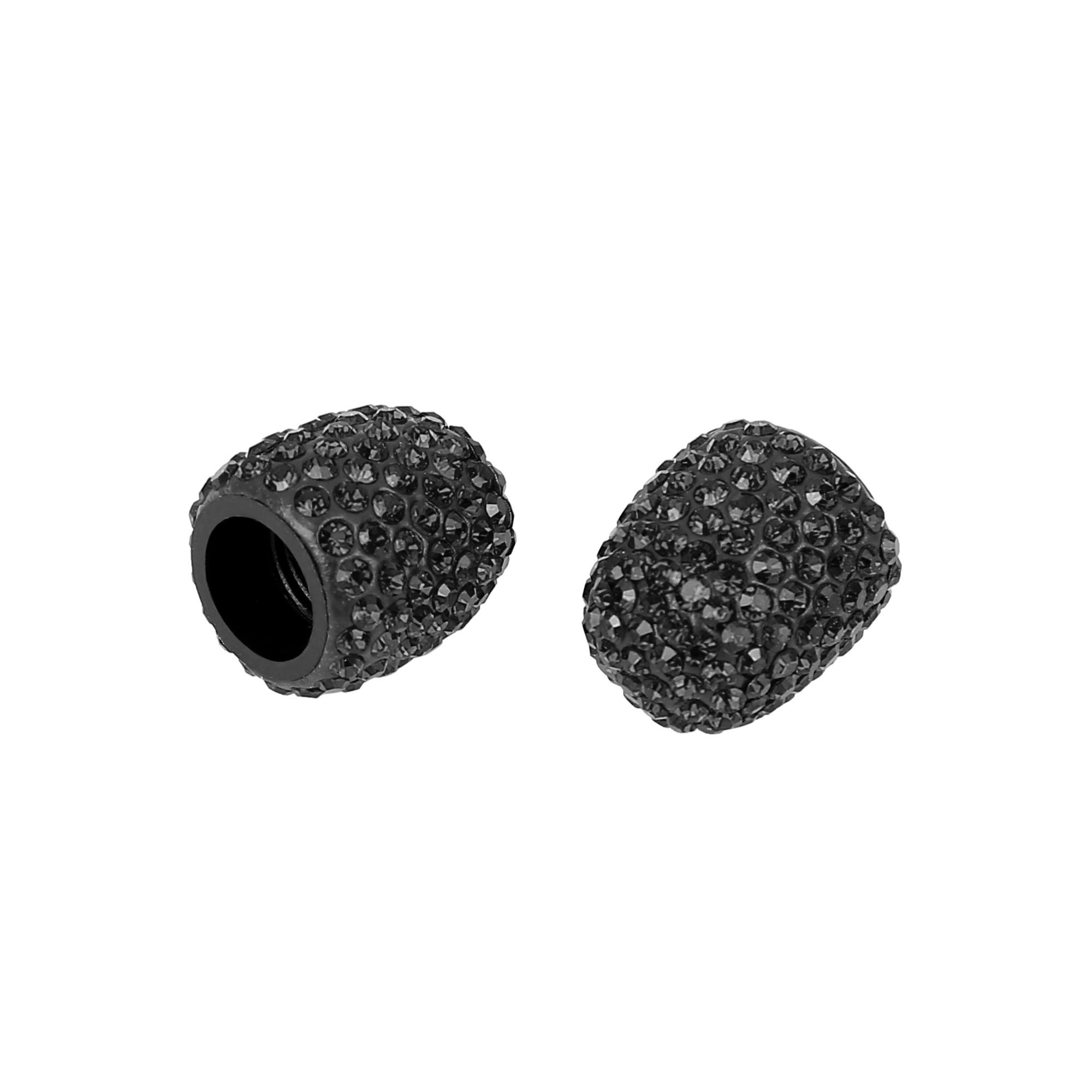 Unique Bargains Valve Stem Caps Handmade Faux Crystal Rhinestone Auto Car Tire Caps Black