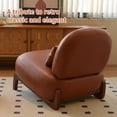thumbnail image 6 of Cute Accent Chair with Solid Wood Legs, Faux Leather Living Room Chair with Soft Cushion, Cozy Armless Reading Chair for Bedroom, Apartment, Balcony, Waiting Room, Brown, 6 of 12