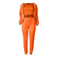 thumbnail image 3 of Women's Casual Tracksuit Autumn And Winter Top Vest Pant Set Fashionable Solid Color Zipper Hooded Sweatshirt Pants Casual Three Piece Set Winter Outfits for Women Suit Women Womens Fitted Suit, 3 of 4