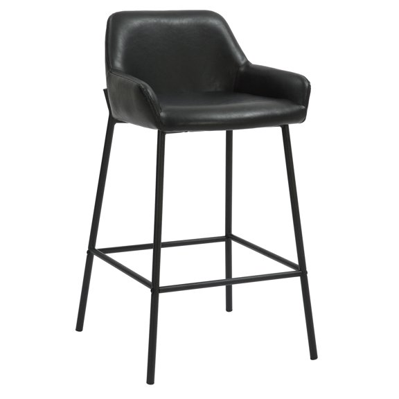 Inspire Contemporary FauxLeather Metal 26 Inche Counter Stool PU Set of 2 Black