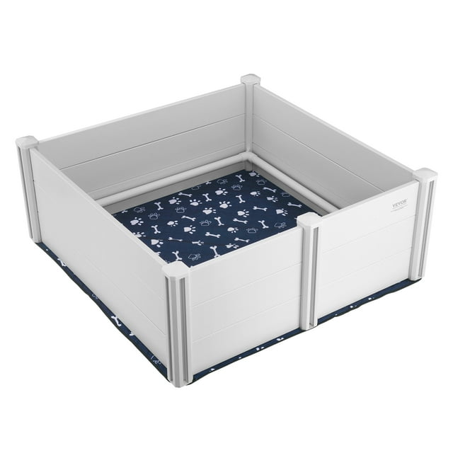 VEVOR Boîte de Mise Bas pour Chien 48 x 48 x 18.1 Po PVC avec Rails Tapis de Propreté pour Chiens Chiots