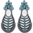 thumbnail image 3 of Parshwa Creations Drop & Dangler Black, Kundan Indian Womens Earrings, Silver Oxidized, Set, 3 of 3
