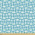 thumbnail image 2 of Ambesonne Abstract Fabric by the Yard Upholstery, Simplistic Floral Inspired, 2 Yards, Deep Sky Blue and White, 2 of 5