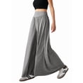 thumbnail image 1 of Pantalones Palazzo Holgados de Cintura Alta Elástica para Mujer, Informales, con Bolsillos, Holgados y Largos de Otoño Gris L, 1 of 8