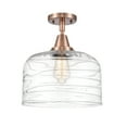 thumbnail image 3 of Innovations Lighting  Caden Bell - 1 Light 12" Flush Mount Antique Copper/Clear Deco Swirl, 3 of 5