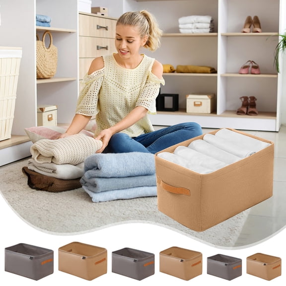 EaskTriop Non‑Woven Fabric Storage Bin, Collapsible Drawer Closet Organizer Basket with Handle, Durable Container for Jeans Clothes Bedroom Wardrobe Household Storage Supply