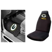 NFL Green Bay Packers 2 pc Front Floor Mats and Car Seat Covers Value Bundle
