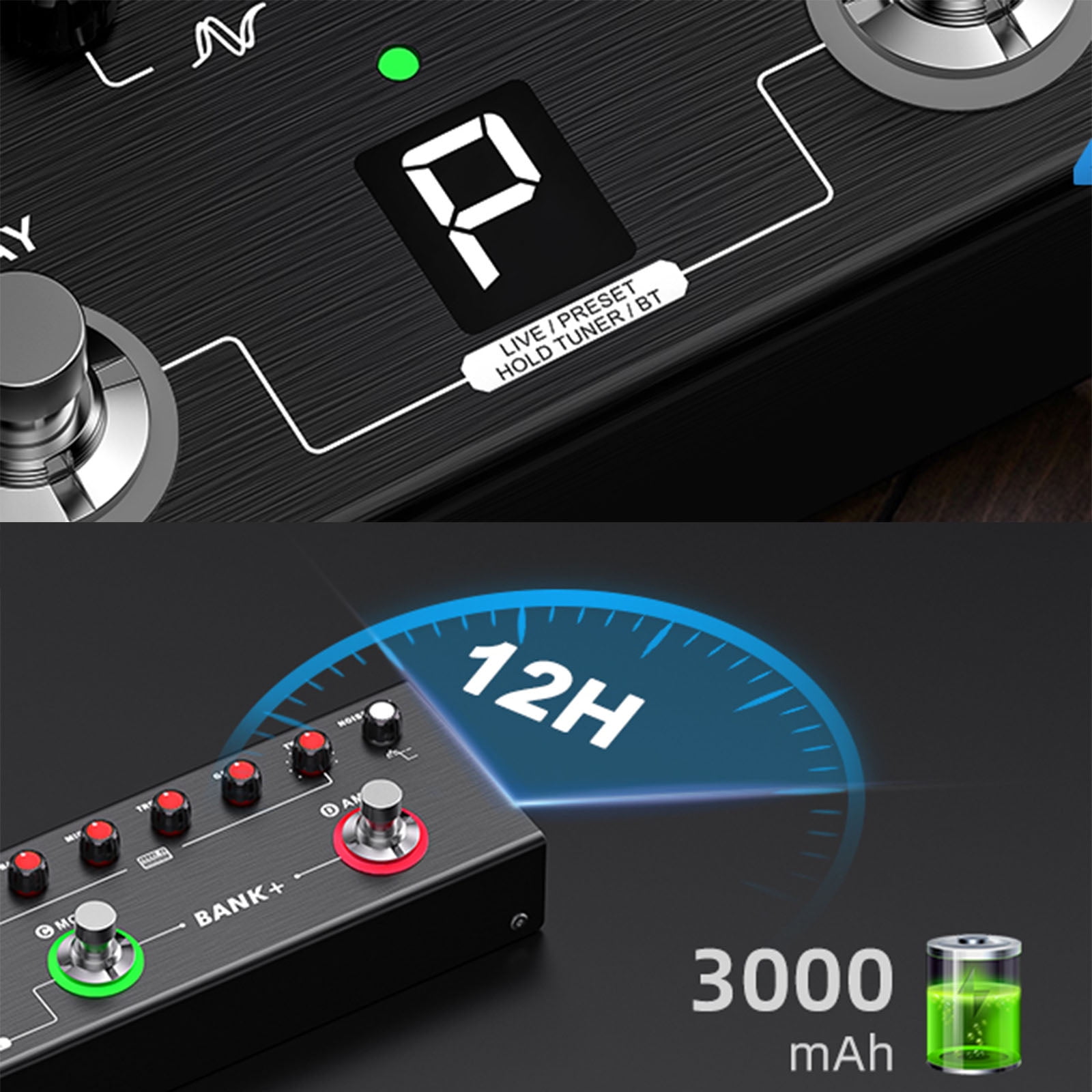 LEKATO Multi Effects Guitar Pedal Guitar Effects Pedal with 36 Presets Editable 4 Modules Amp Chorus Delay Reverb IR CAB Tuner BT Connection Music Recording